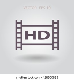 Icono plano del vídeo de hd