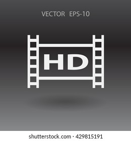 Flat icon of hd video