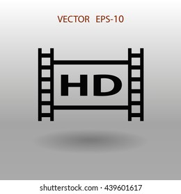 Flat icon of hd video