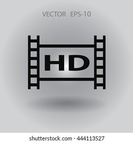 Icono plano del vídeo de hd