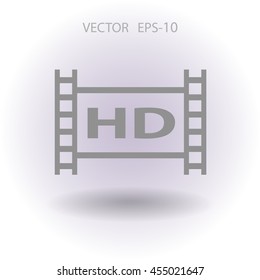 Flat icon of hd video