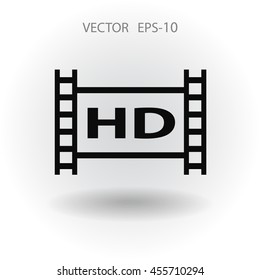 Flat icon of hd video