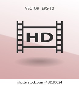 Flat icon of hd video