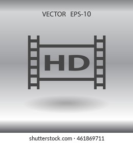 Flat icon of hd video