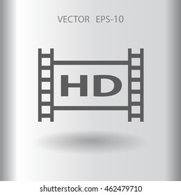 Flat icon of hd video