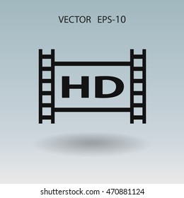 Flat icon of hd video