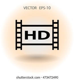 Flat icon of hd video