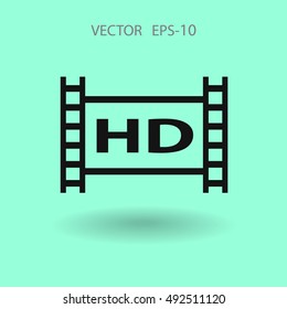 Flat icon of hd video