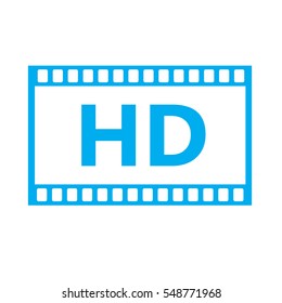 Flat icon of hd video on white background. hd video sign.
