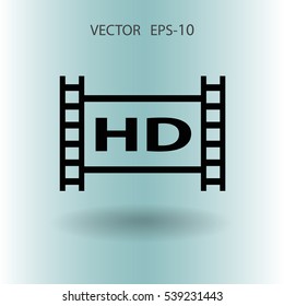 Flaches Symbol für HD-Videoband. Vektorgrafik