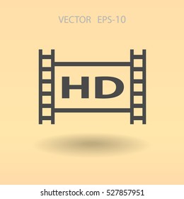 Flat icon of hd video. vector illustration