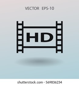 Flat icon of hd video. vector illustration