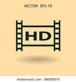 Flat icon of hd video. vector illustration