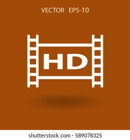 Flat icon of hd video. vector illustration