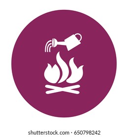 Flat icon. He lit the fire. Water pouring from a watering can on the fire. Fire fighting.