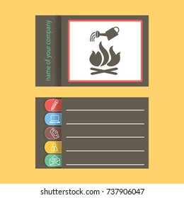 Flat icon. He lit the fire. Water pouring from a watering can on the fire. Fire fighting.