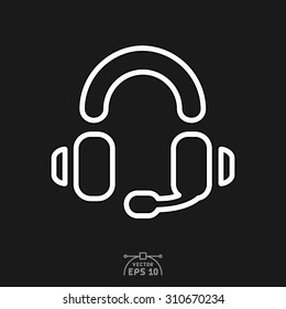 Flat icon of headphone on black background.