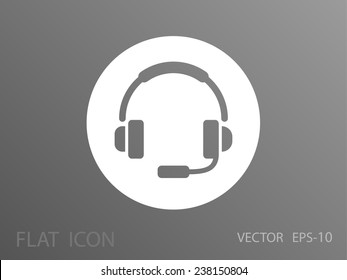 Flat icon of headset