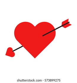 Flat icon heart with arrow isolated on white background. Vector illustration.