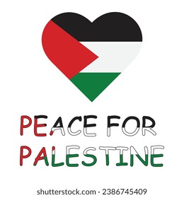 Flat icon The heart flag peace for Palestine solated on white background. Vector illustration.