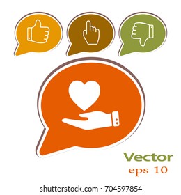Flat icon. Heart on hand.