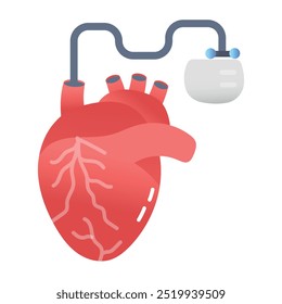 A flat icon of heart pacemaker implant 