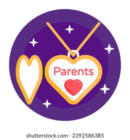 A flat icon of heart pendant in editable design
