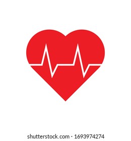 Pulso de corazón plano aislado en fondo blanco. Icono médico. Cardiograma. Ilustración vectorial.
