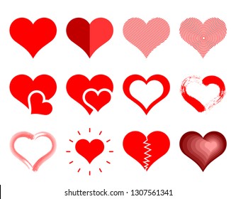 Flat icon heart set