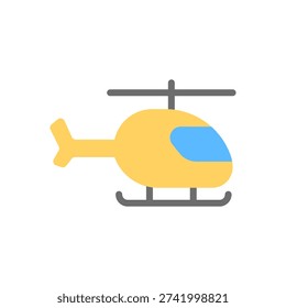 Flat icon of a helicopter with rounded cockpit design. Ideal for aviation themes, rescue graphics, and travel illustrations.
