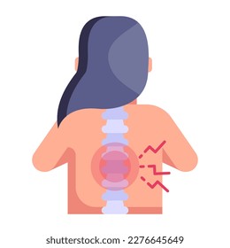 A flat icon of herniated disc, osteoporosis disease  