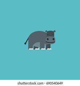 Flat Icon Hippo Element. Vector Illustration Of Flat Icon Hippopotamus Isolated On Clean Background. Can Be Used As Hippopotamus, Hippo And Behemoth Symbols.