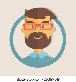 flat icon or hipster with glasses