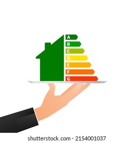 Flaches Symbol mit Hausenergie. Flache Vektorgrafik. Vektorsymbol
