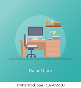 Flat icon of home office.