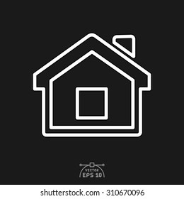 Flat icon of home on black background.