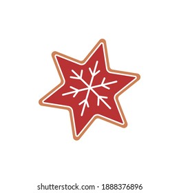 Flat icon homemade gingerbread star isolated on white background. Vector illustration.