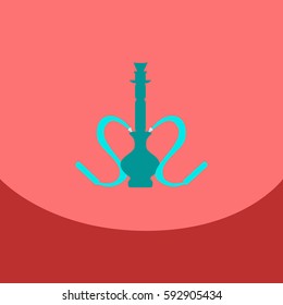 Flat icon with hookah and hookah accessories, vector illustration