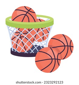 Flat icon of hoop balls 