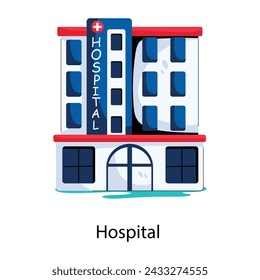 Este es un icono plano de un hospital 