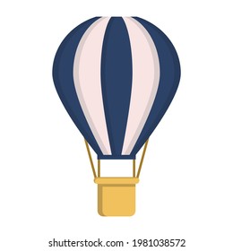 Flat icon hot air balloon isolated on white background. Vector illustration.
