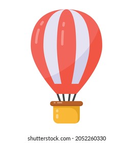 Flat icon of hot air balloon, adventure concept 