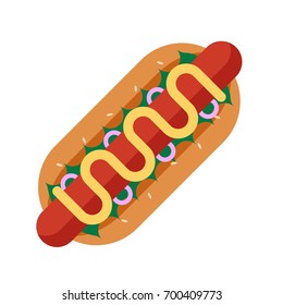 Flat icon hot dog design. Vector illustration