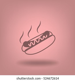 Flat icon. Hot Dog with sausage barbecue.