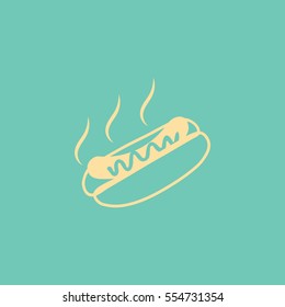 Flat icon. Hot Dog with sausage barbecue.