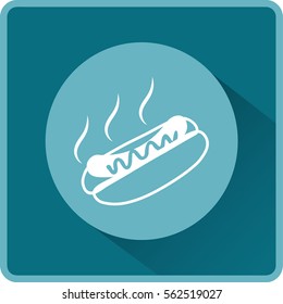 Flat icon. Hot Dog with sausage barbecue.