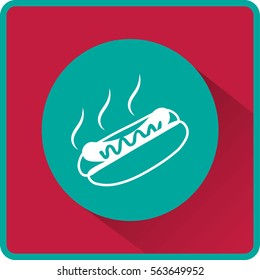 Flat icon. Hot Dog with sausage barbecue.