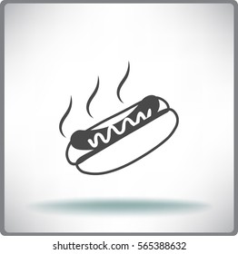 Flat icon. Hot Dog with sausage barbecue.