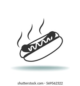 Flat icon. Hot Dog with sausage barbecue.