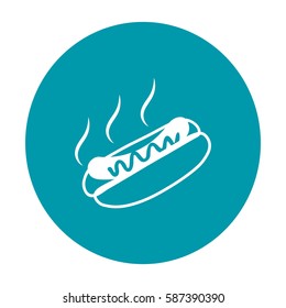 Flat icon. Hot Dog with sausage barbecue.